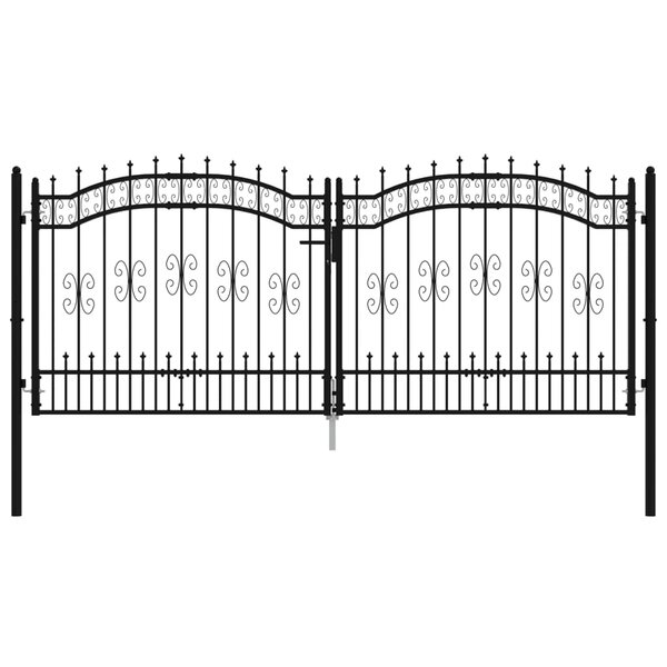 vidaXL Portail et sommet de lance Noir 305x173 cm Acier enduit poudre