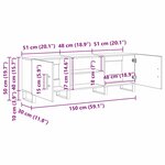 vidaXL Meuble TV Chêne artisanal 150 x 30 x 50 cm Bois d'ingénierie