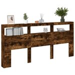 vidaXL Armoire tête de lit avec LED chêne fumé 220x17x102 cm