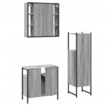 vidaXL Ensemble d'armoires de salle de bain 3 Pièces sonoma gris
