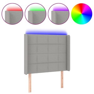 vidaXL Tête de lit à LED Gris clair 93x16x118/128 cm Tissu