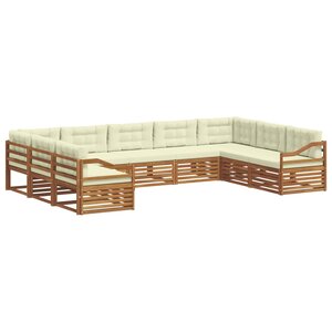 vidaXL Ensemble de canapés d'extérieur 9 pc Naturel et Crème