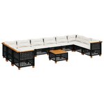 vidaXL Salon de jardin 11 Pièces avec coussins noir résine tressée