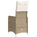 vidaXL Chaise inclinable de jardin avec coussins beige résine tressée