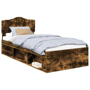 vidaXL Cadre de lit Chêne fumé 100 x 200 cm Bois de pin massif
