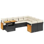 vidaXL Salon de jardin 10 Pièces avec coussins noir résine tressée