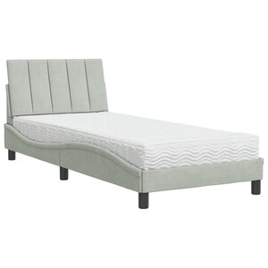 vidaXL Lit avec matelas gris clair 90x200 cm velours