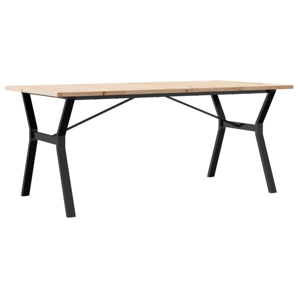vidaXL Table à manger cadre en Y 180x90x75 5 cm bois pin massif fonte