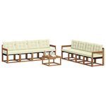 vidaXL Ensemble de canapés d'extérieur 9 pc Naturel et Crème