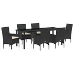 vidaXL Ensemble de salle à manger pour jardin 7 Pièces Noir polyrotin