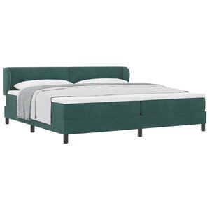 vidaXL Lit à ressorts avec tête de lit Vert foncé 200 x 200 cm Velours
