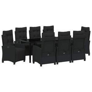 vidaXL Ensemble de salle à manger pour jardin 9 pc Noir polyrotin