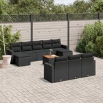 vidaXL Salon de jardin 11 Pièces avec coussins noir résine tressée