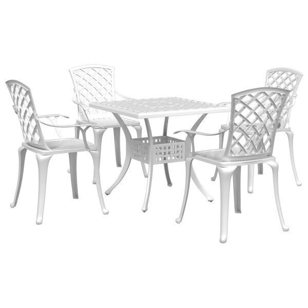 vidaXL Ensemble à manger de jardin 5 Pièces blanc aluminium coulé