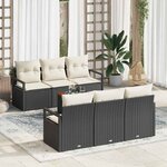 vidaXL Ensemble de canapé de jardin 7 Pièces Noir  blanc