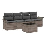 vidaXL Ensemble de canapé de jardin avec coussin 5 Pièces Gris polyrotin