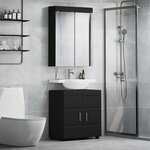 vidaXL Ensemble de mobilier de salle de bain avec étagère TULUM Noir