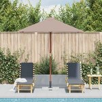 vidaXL Parasol d'extérieur avec mât en bois 150x200 cm taupe