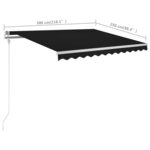 vidaXL Auvent manuel rétractable avec poteaux 3x2 5 m Anthracite
