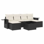 vidaXL Salon de jardin 7 Pièces avec coussins noir résine tressée