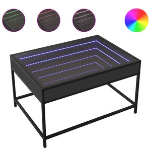 vidaXL Table basse avec LED infini noir 70x50x41 cm