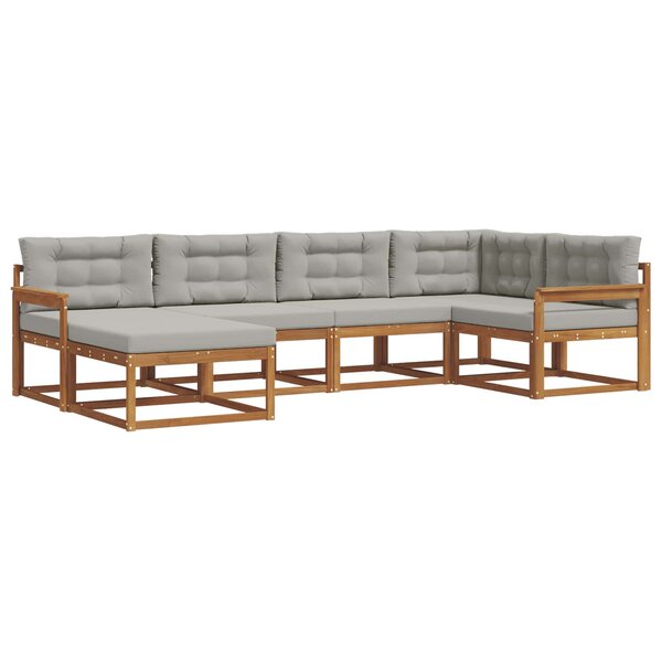 vidaXL Ensemble de canapés d'extérieur 6 pc Naturel et gris clair