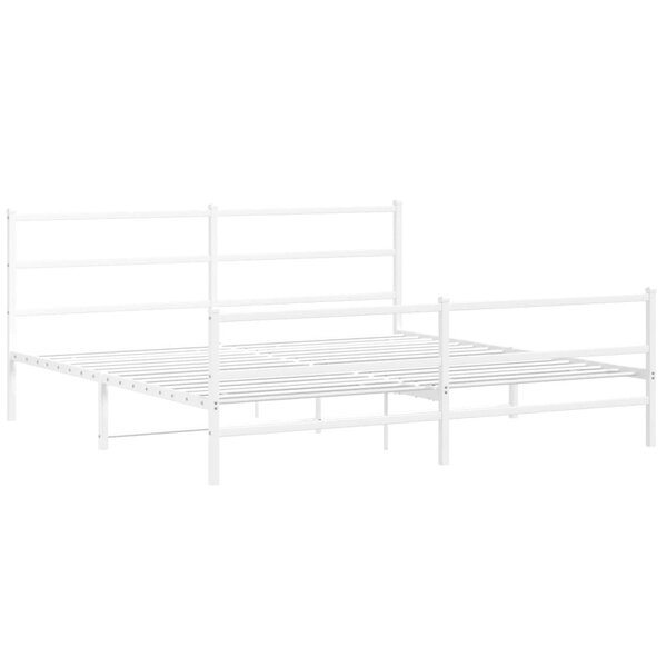 vidaXL Cadre de lit métal avec tête de lit/pied de lit blanc 193x203cm