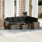 vidaXL Salon de jardin 8 Pièces avec coussins gris résine tressée