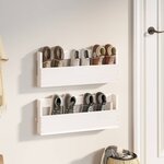vidaXL Étagères à chaussures murales 2 Pièces Blanc 59x9x23 cm Pin massif
