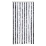 vidaXL Rideau anti-mouches gris et blanc 100x200 cm chenille