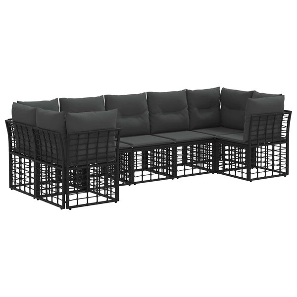 vidaXL Ensemble de canapés d'extérieur 7 Pièces Noir et Gris foncé