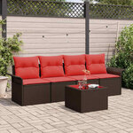 vidaXL Ensemble de canapé de jardin 5 Pièces Beige et Rouge polyrotin