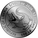 Pièce de monnaie en Platine 12 Dollars g 0.031 (1/1000 oz) Millésime 2026 DEMON CROCODILE 1/1000 (PRÉCOMMANDE)