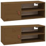 vidaXL Armoires murales 2 Pièces Marron miel 80x30x30 cm Bois Pin massif