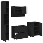 vidaXL Ensemble de mobilier de salle de bain avec tiroir 4 Pièces Noir