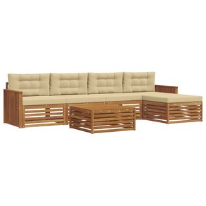vidaXL Ensemble de canapés d'extérieur 6 pc Naturel et Beige