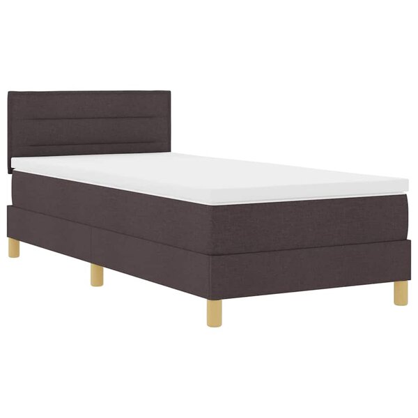 vidaXL Lit à ressort LED Marron foncé 80 x 200 cm tissu