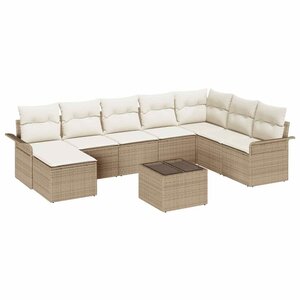 vidaXL Ensemble de canapé de jardin 9 Pièces Marron Poly rotin