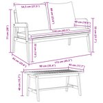 Ensemble de bistrot 3 pièces avec coussins en bois d'acacia