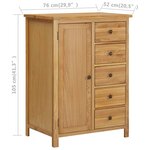 vidaXL Garde-robe 76x52x105 cm Bois de chêne massif