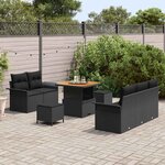 vidaXL Ensemble de canapé de jardin 8 Pièces Noir polyrotin