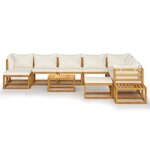 Salon de jardin meuble d'extérieur ensemble de mobilier 12 pièces avec coussin crème bois d'acacia solide 02_0015530