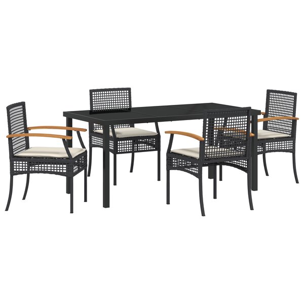 vidaXL Ensemble de salle à manger de jardin 5 pièces avec coussins noir rotin synthétique