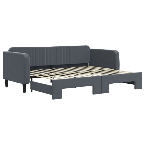 vidaXL Lit de jour avec gigogne sans matelas gris foncé 90x200 cm