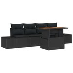 vidaXL Ensemble de canapé de jardin 5 Pièces Noir Poly rotin