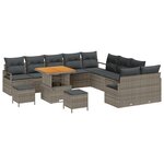 Ensemble de canapé de jardin 13 pièces avec coussins en gris en poly rotin