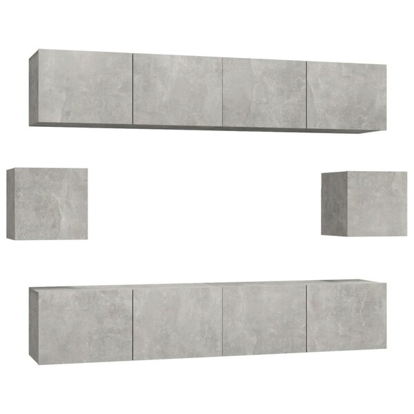 vidaXL Ensemble de meubles TV 6 Pièces Gris béton Bois d'ingénierie