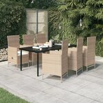 vidaXL Ensemble à manger de jardin avec coussins 7 Pièces Beige