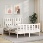 vidaXL Cadre de lit avec tête de lit blanc 140x190 cm bois massif