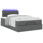 vidaXL Lit ottoman avec matelas et LED gris foncé 120x200 cm tissu